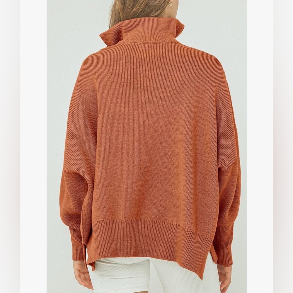 Rust Half-Zip Oversized Sweater - image 3